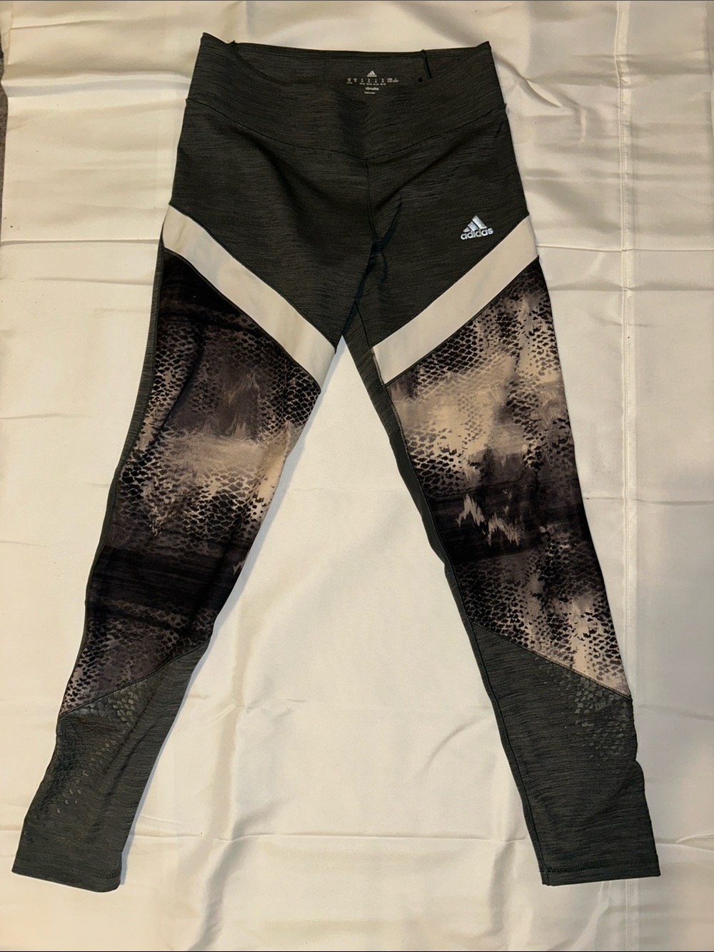 adidas Black and White Patterned Girls' Athletic Leggings